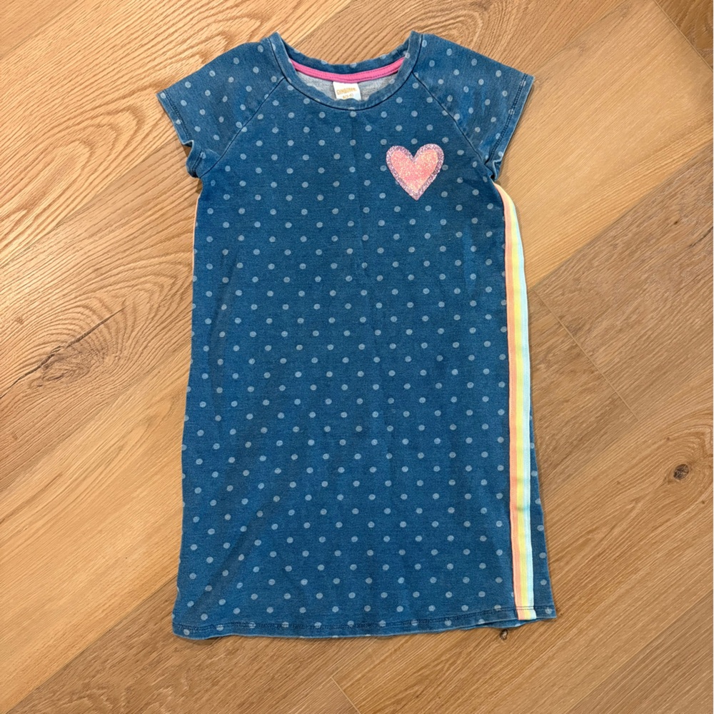 Polka Dot Dress with Heart & Rainbow